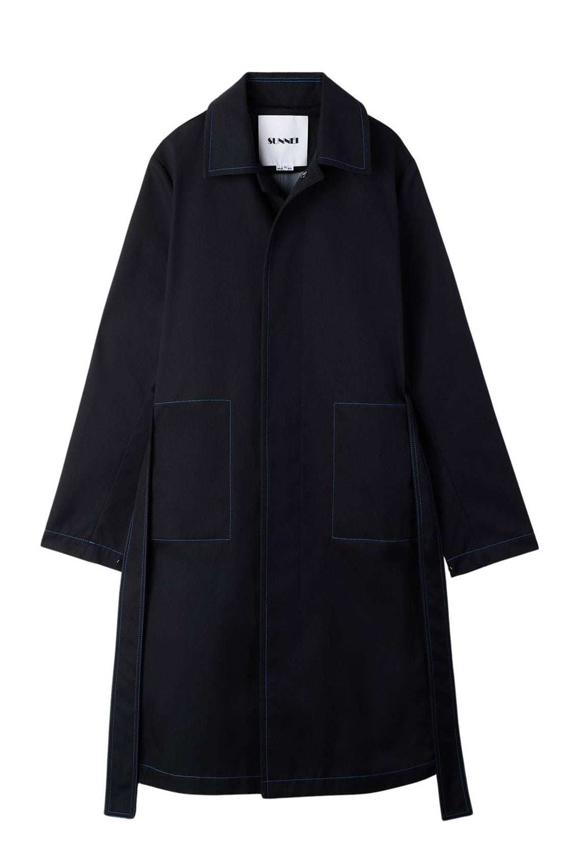 Trench coat with contrasting seams - Dark Blue