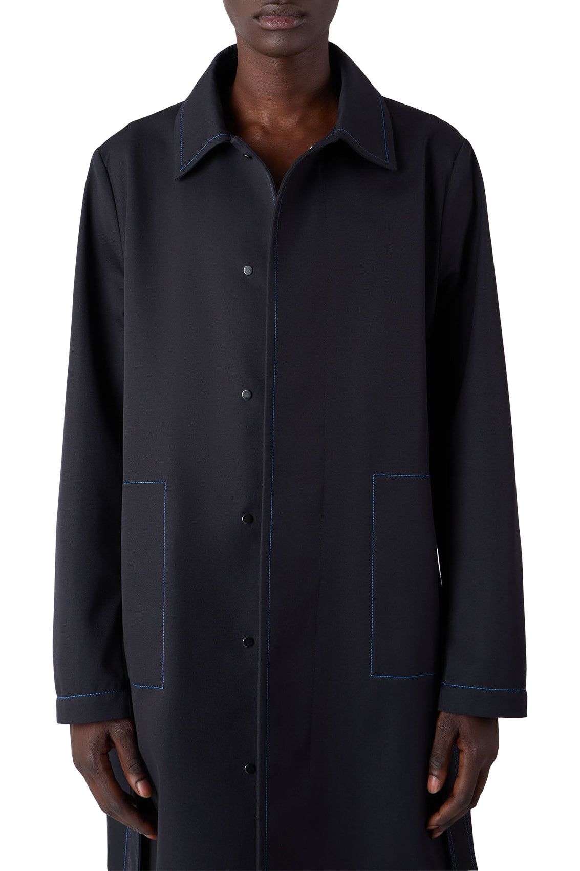 Trench coat with contrasting seams - Dark Blue