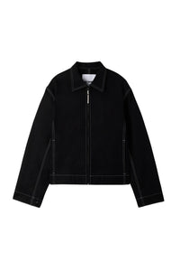 Contrast stitching bomber - Black