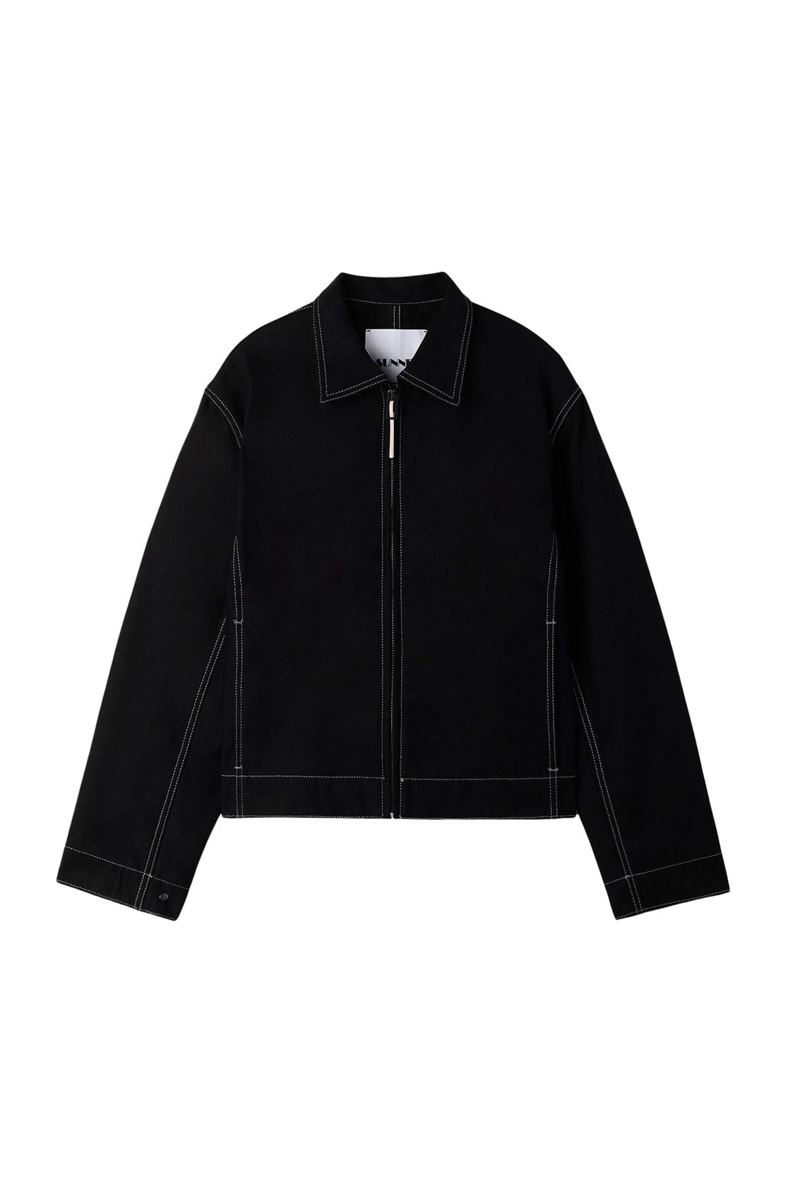 Contrast stitching bomber - Black