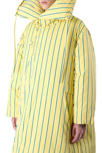 Long striped padded jacket - Yellow