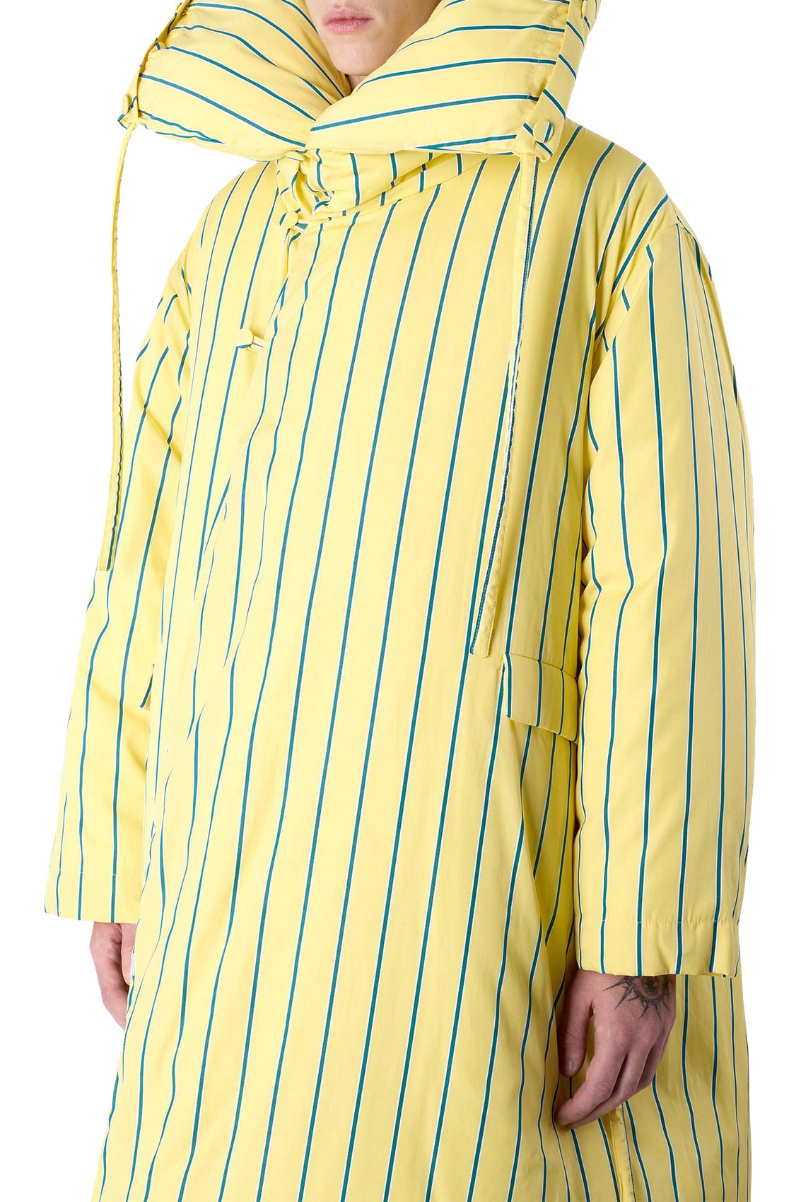 Long striped padded jacket - Yellow