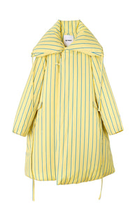 Long striped padded jacket - Yellow