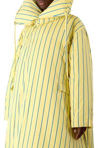 Long striped padded jacket - Yellow