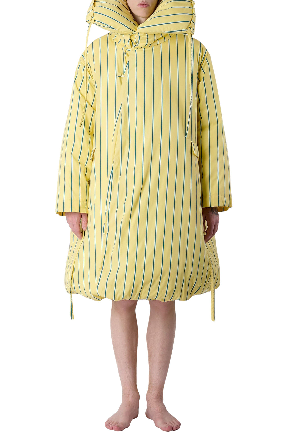 Long striped padded jacket - Yellow