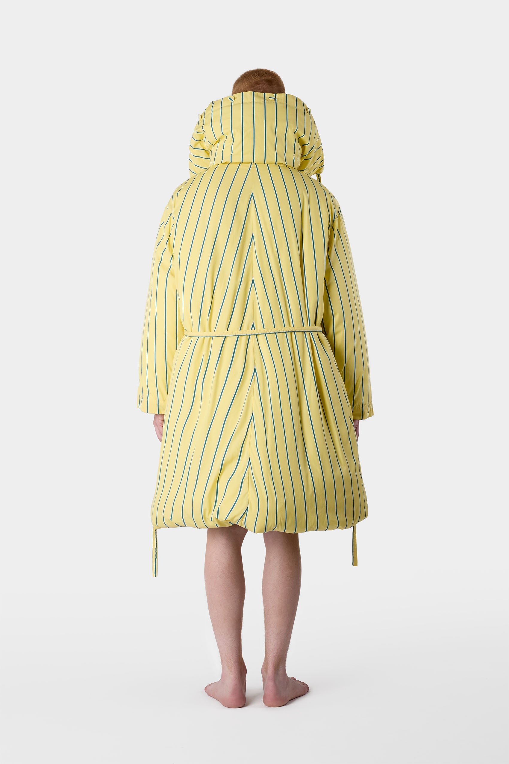 Long striped padded jacket - Yellow
