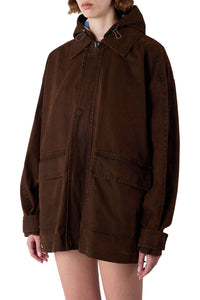 Flared coat with zip - Brown