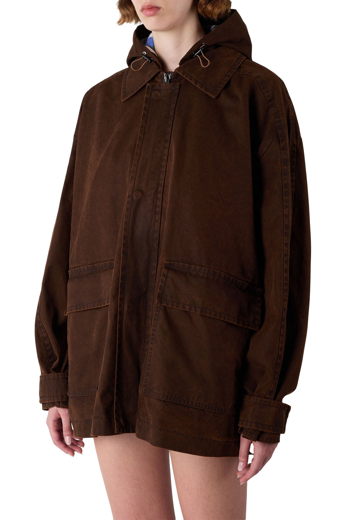 Flared coat with zip - Brown