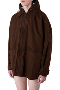 Flared coat with zip - Brown