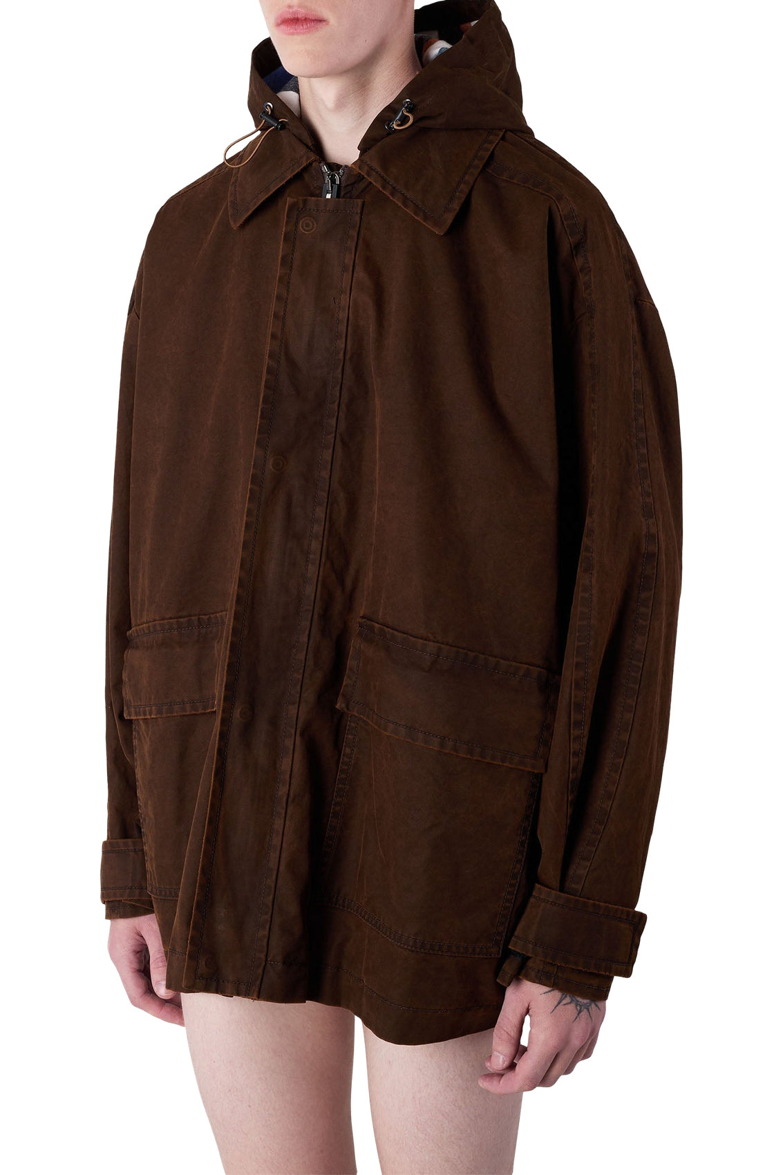 Flared coat with zip - Brown