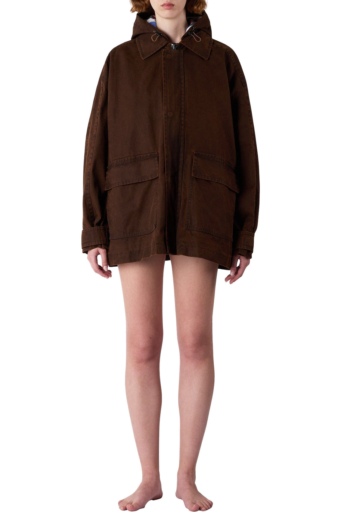 Flared coat with zip - Brown