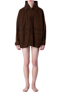 Flared coat with zip - Brown