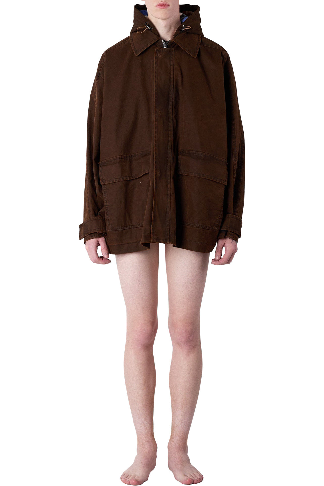 Flared coat with zip - Brown