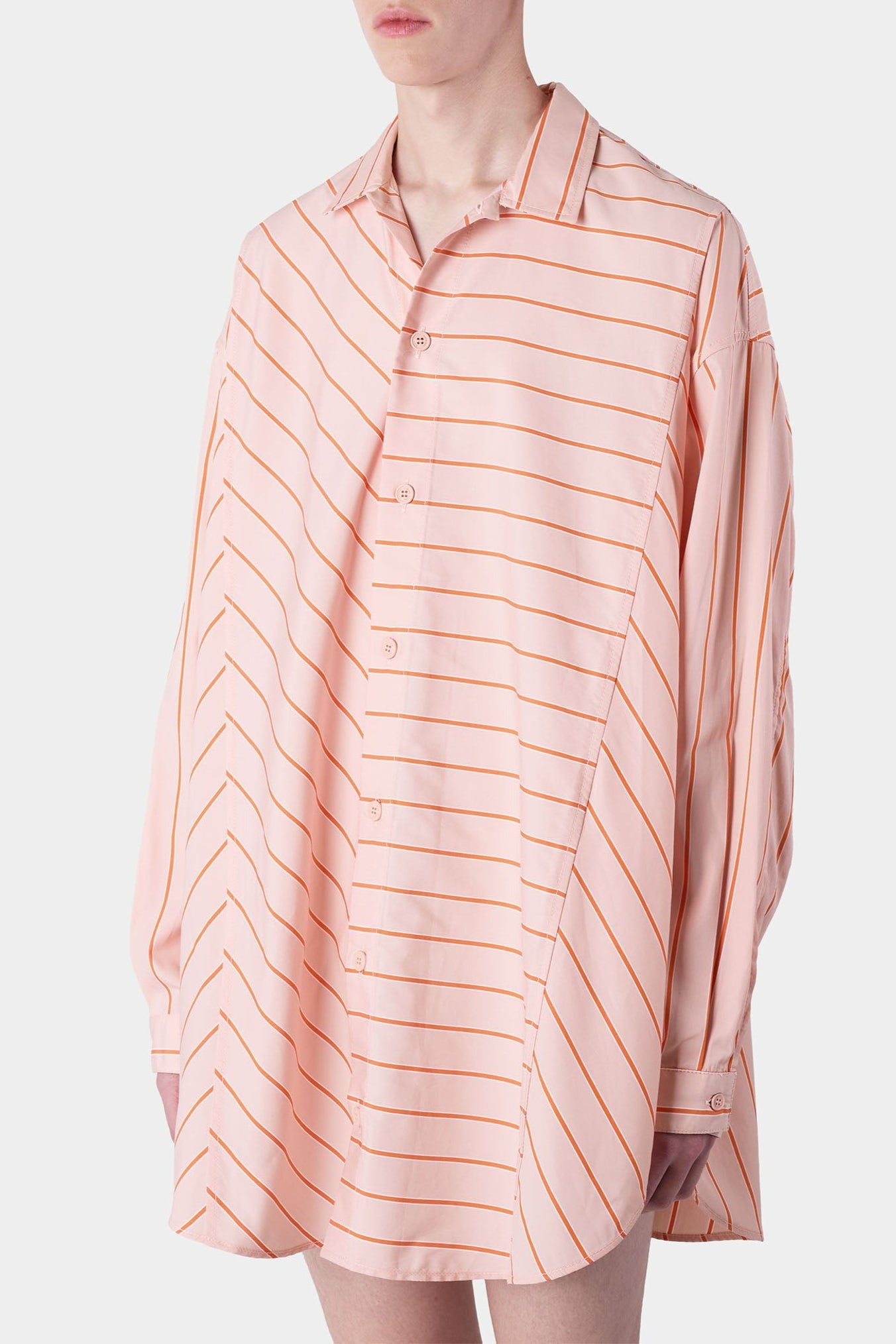 Oversized striped shirt - Pink