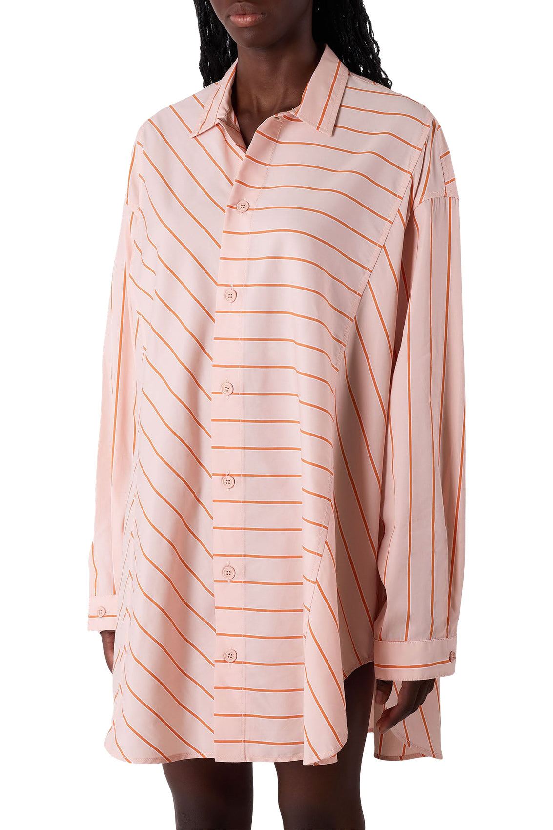 Oversized striped shirt - Pink