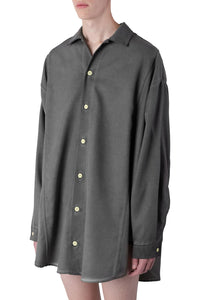 Oversized striped wool shirt - Grey