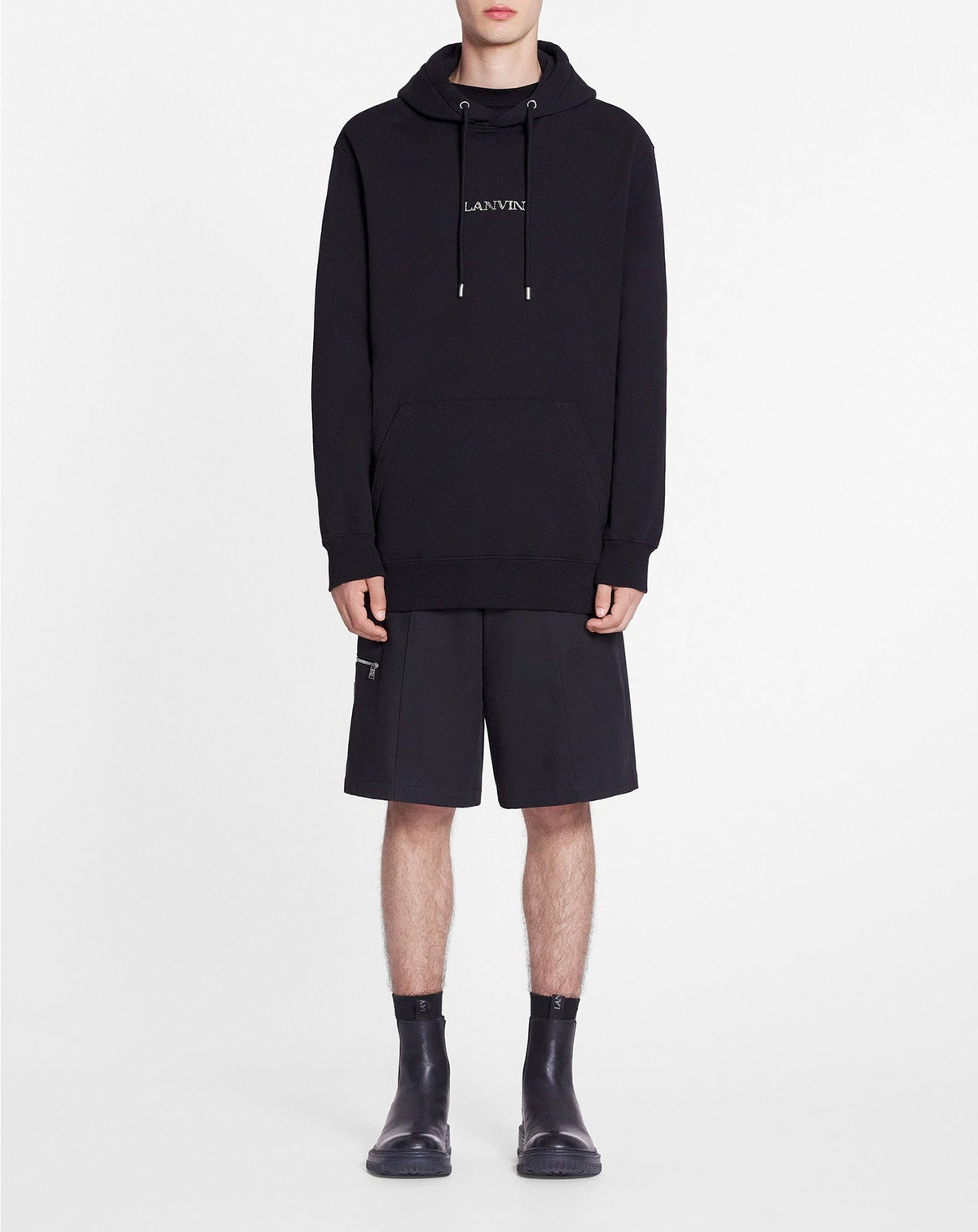 Unisex embroidered oversized hoodie - Noir
