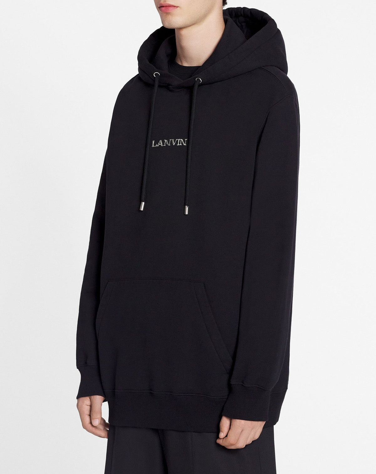 Unisex embroidered oversized hoodie - Noir
