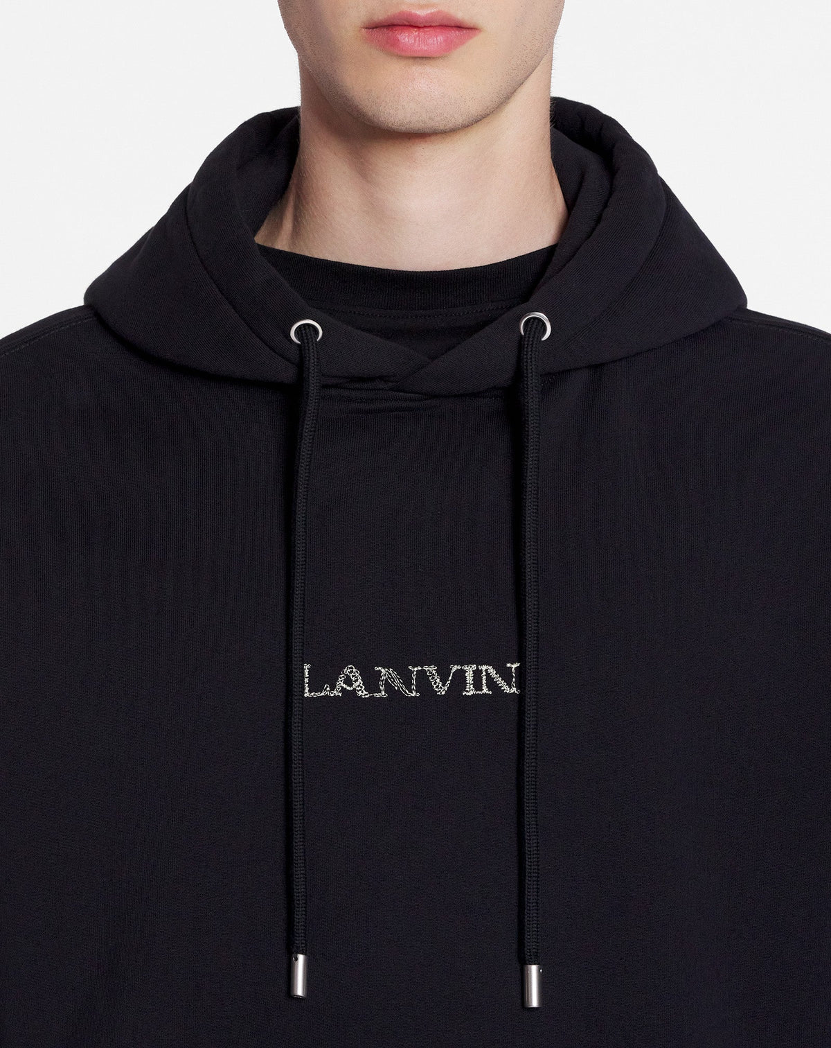Unisex embroidered oversized hoodie - Noir