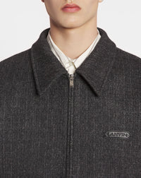 Blouson zippé bicolore en laine - Noir & Anthracite