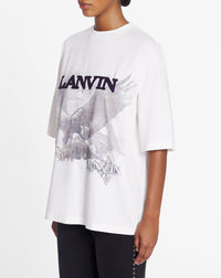 Unisex printed tee-shirt - White mustang & noir