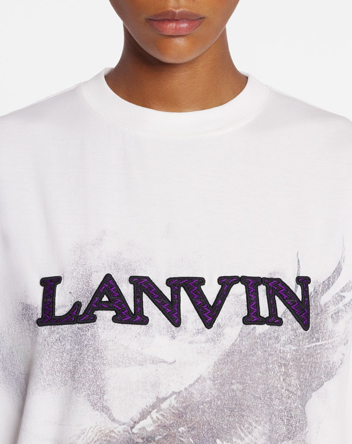 Unisex printed tee-shirt - White mustang & noir