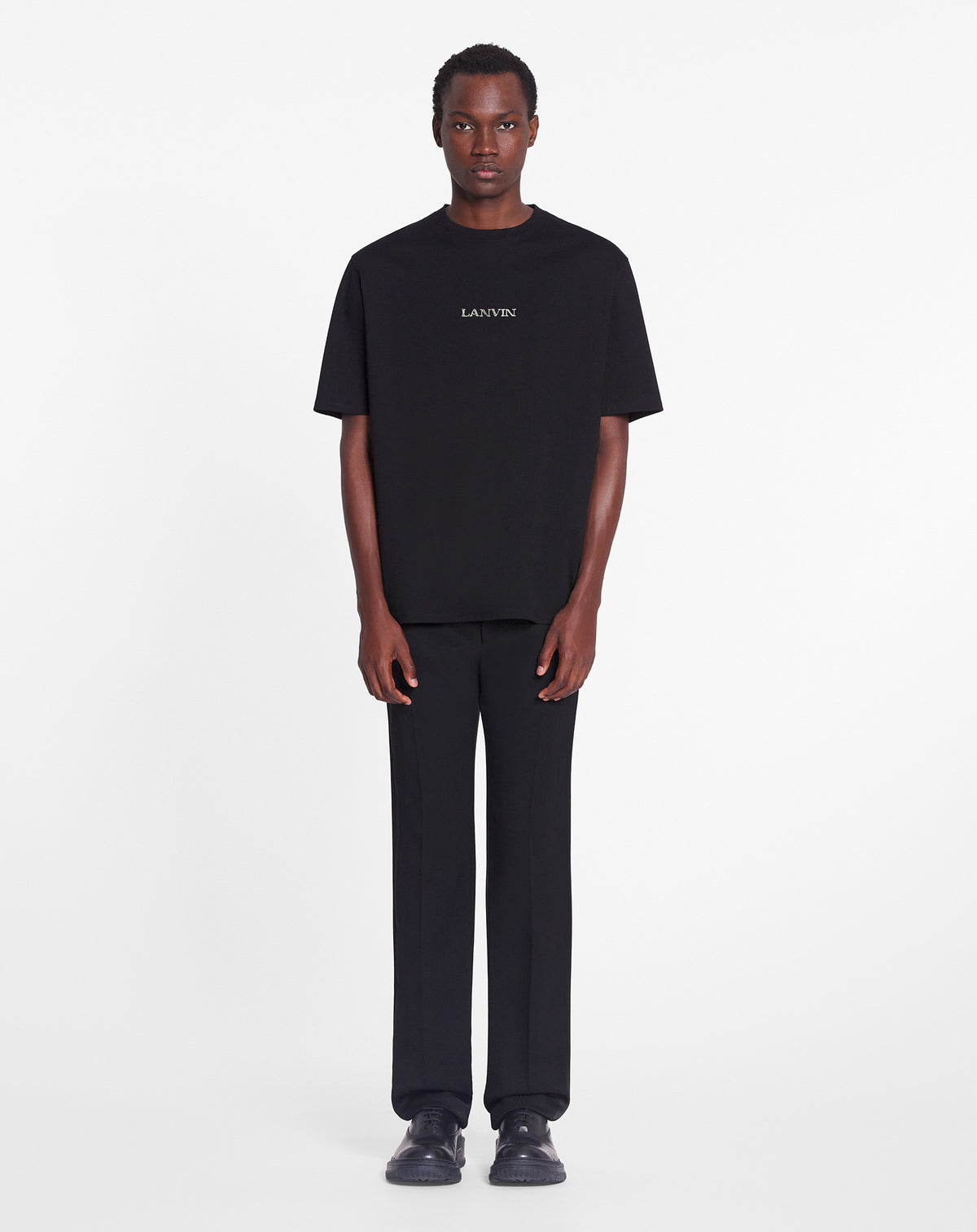 Unisex embroidered regular t-shirt - Noir
