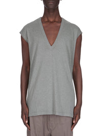 Sleeveless V-neck knitted T-shirt - Washed Indigo