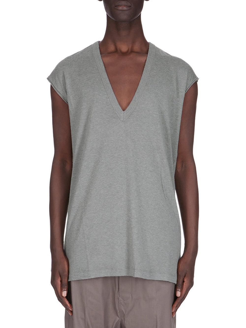 Sleeveless V-neck knitted T-shirt - Washed Indigo