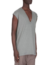 Sleeveless V-neck knitted T-shirt - Washed Indigo