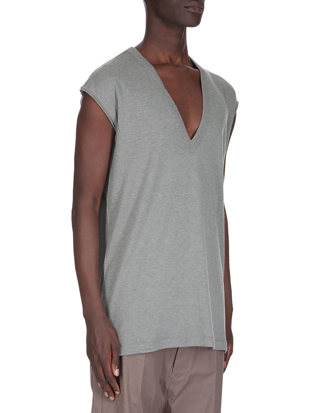 Sleeveless V-neck knitted T-shirt - Washed Indigo