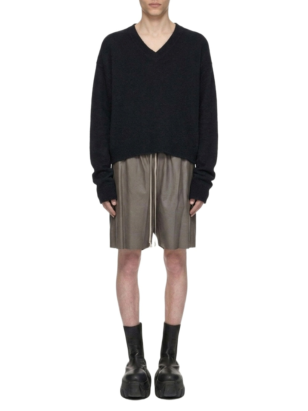 Leather boxer shorts - Washed Indigo