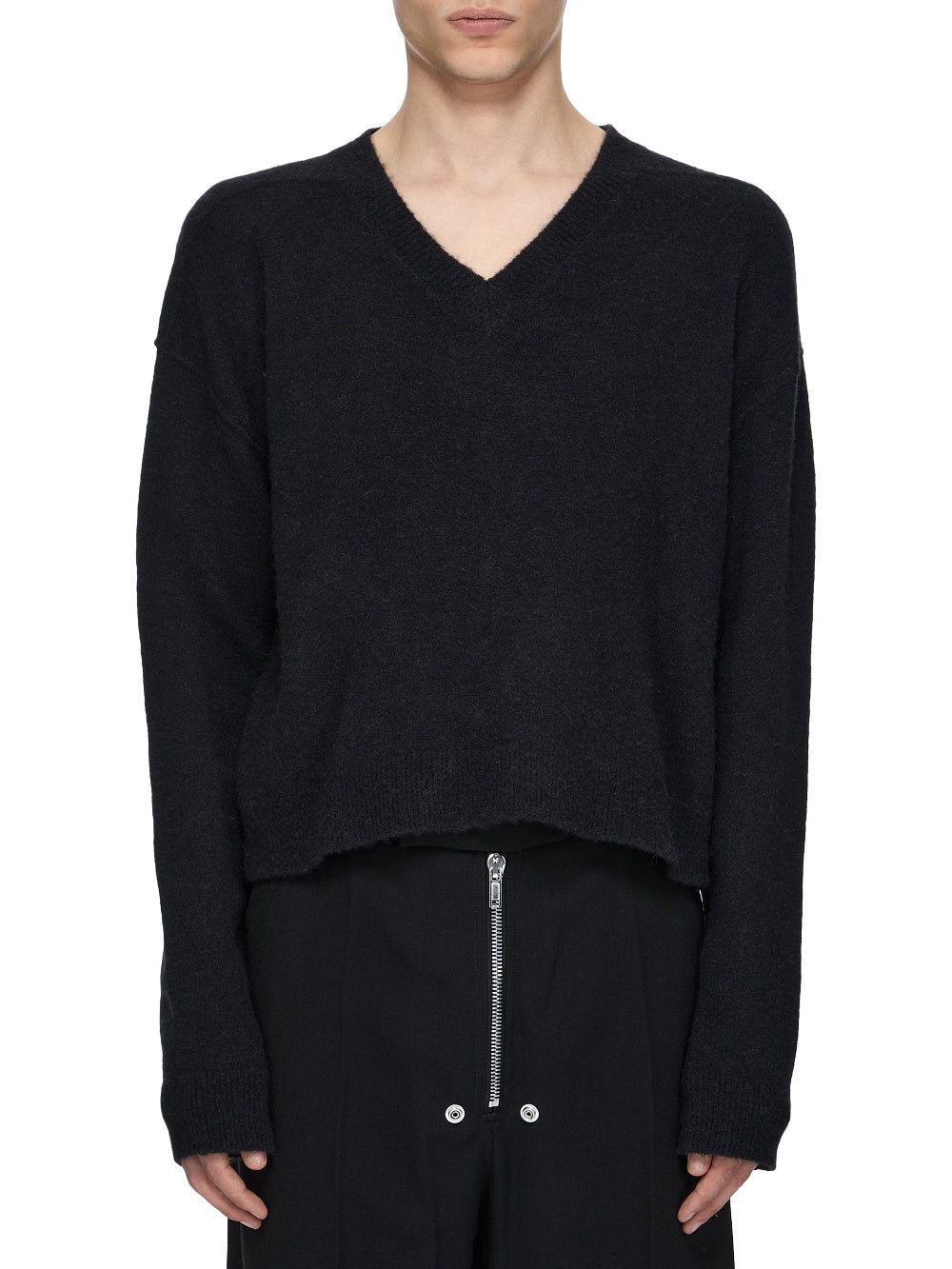 Pull Tommy col V en laine - Black