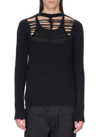 Pull à manches longues en laine - Black