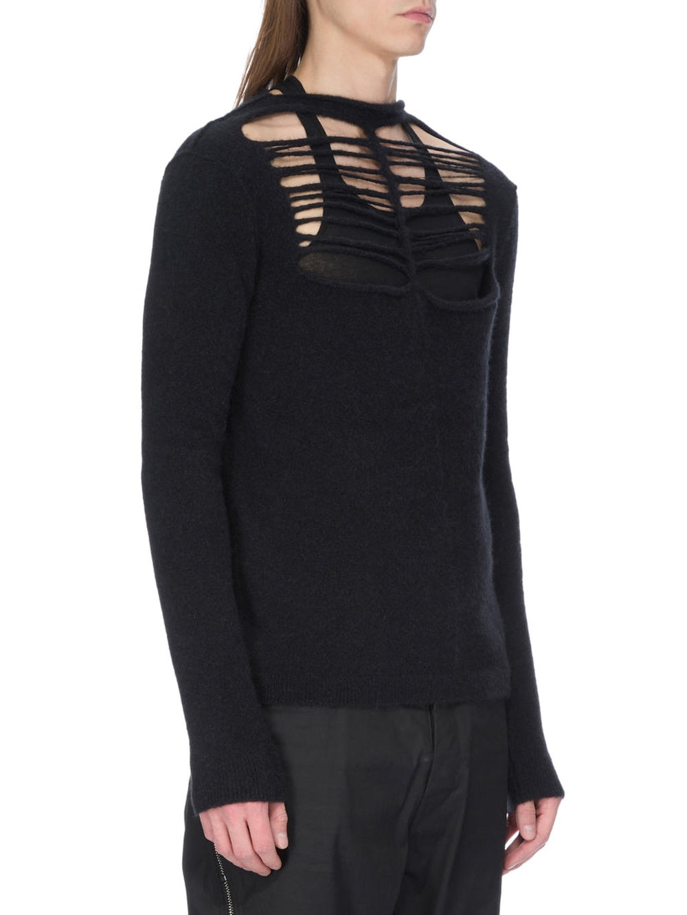 Pull à manches longues en laine - Black