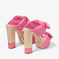 Mules Rua 120 à plateforme raphia et cuir - Candy Pink & Natural