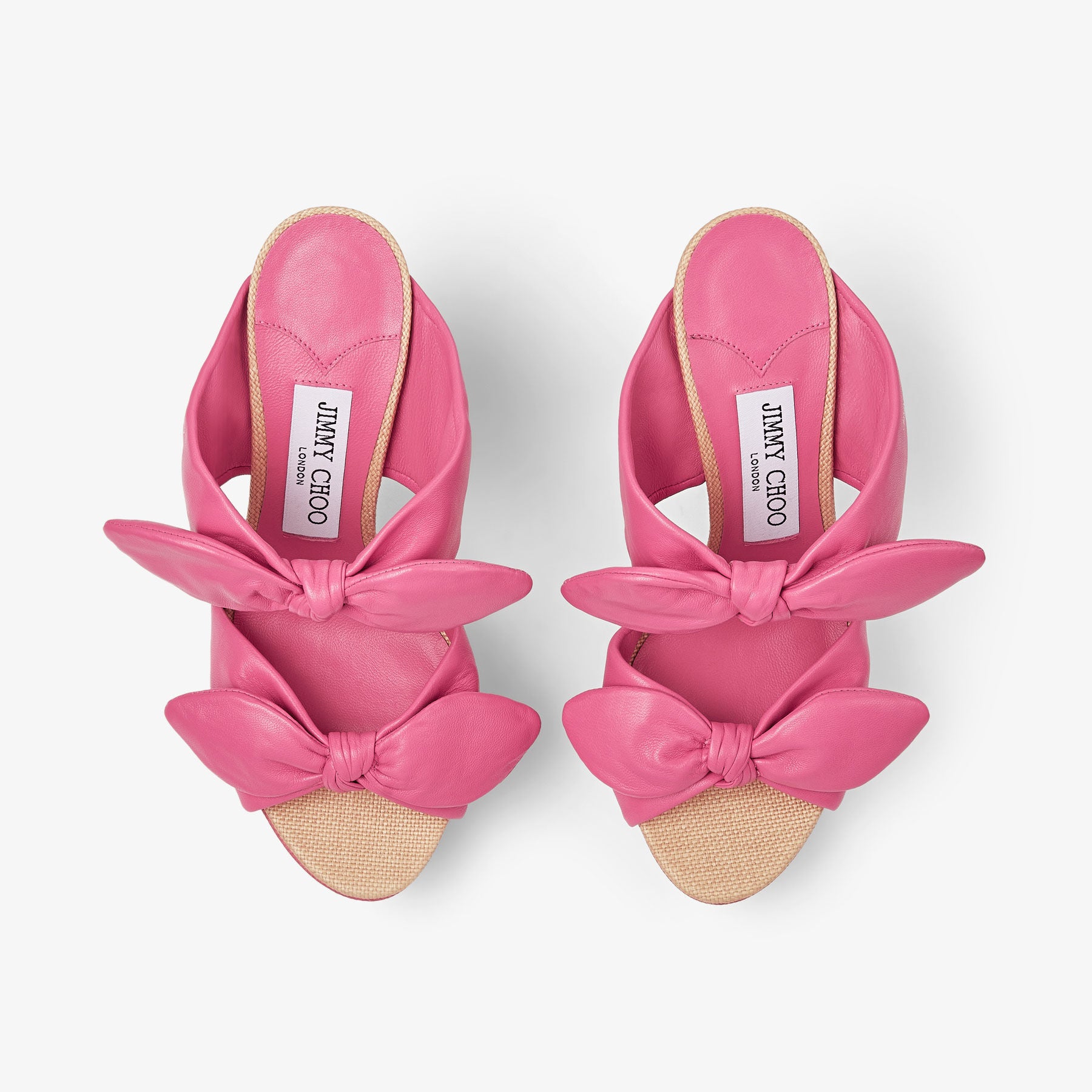 Mules Rua 120 à plateforme raphia et cuir - Candy Pink & Natural