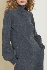 Pull à col roulé Rucola avec manches longues en laine - Grey