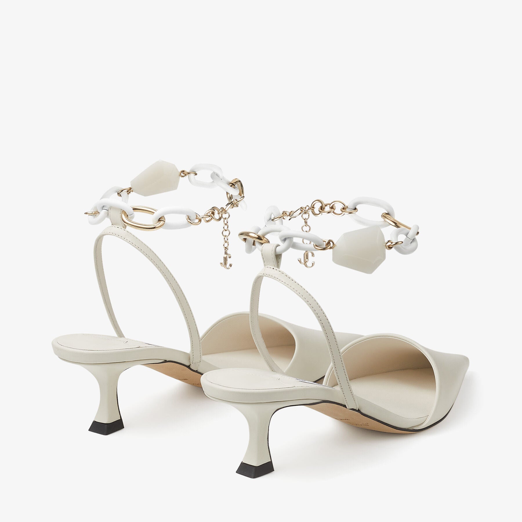 Rue 50 leather slingback court shoes with chain - Latte