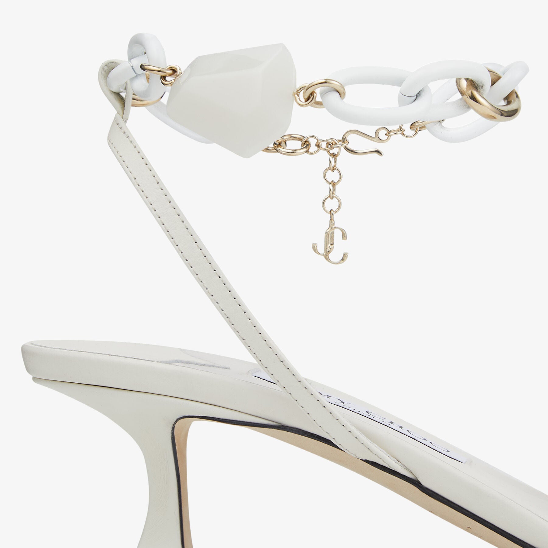 Rue 50 leather slingback court shoes with chain - Latte