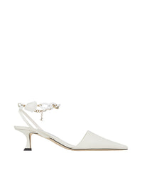 Rue 50 leather slingback court shoes with chain - Latte