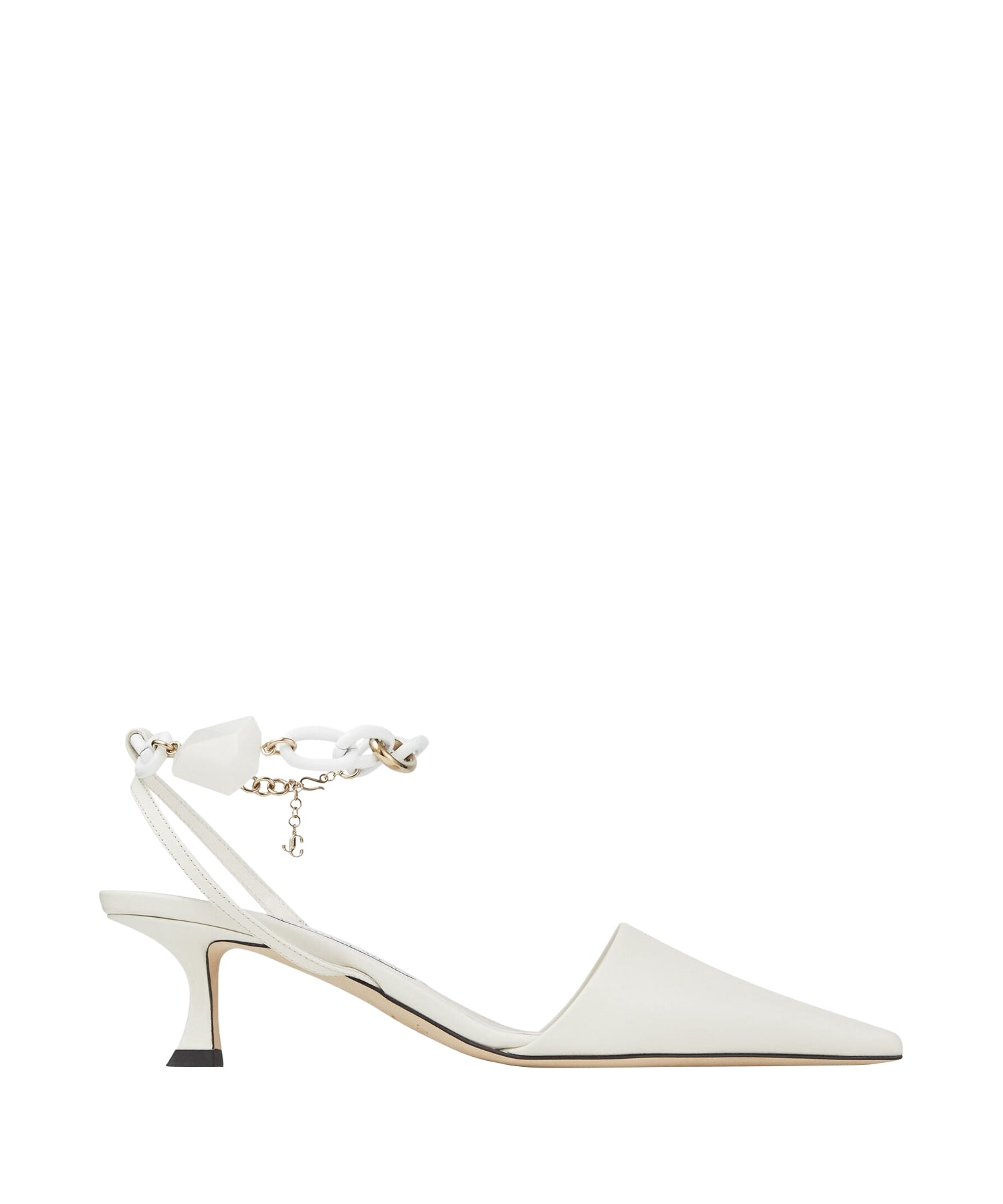 Rue 50 leather slingback court shoes with chain - Latte