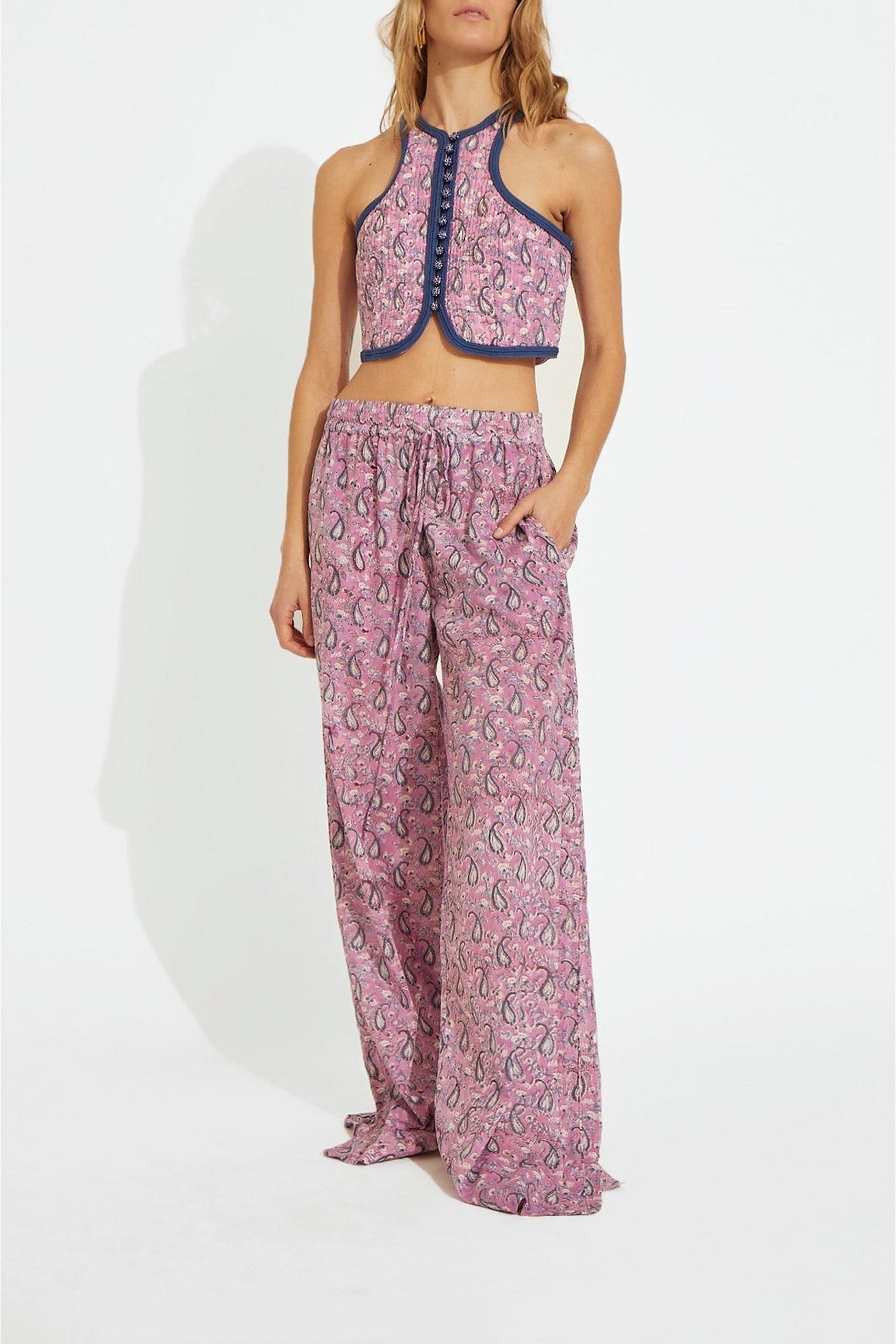 Pantalon Runner coupe droite fluide - Pink