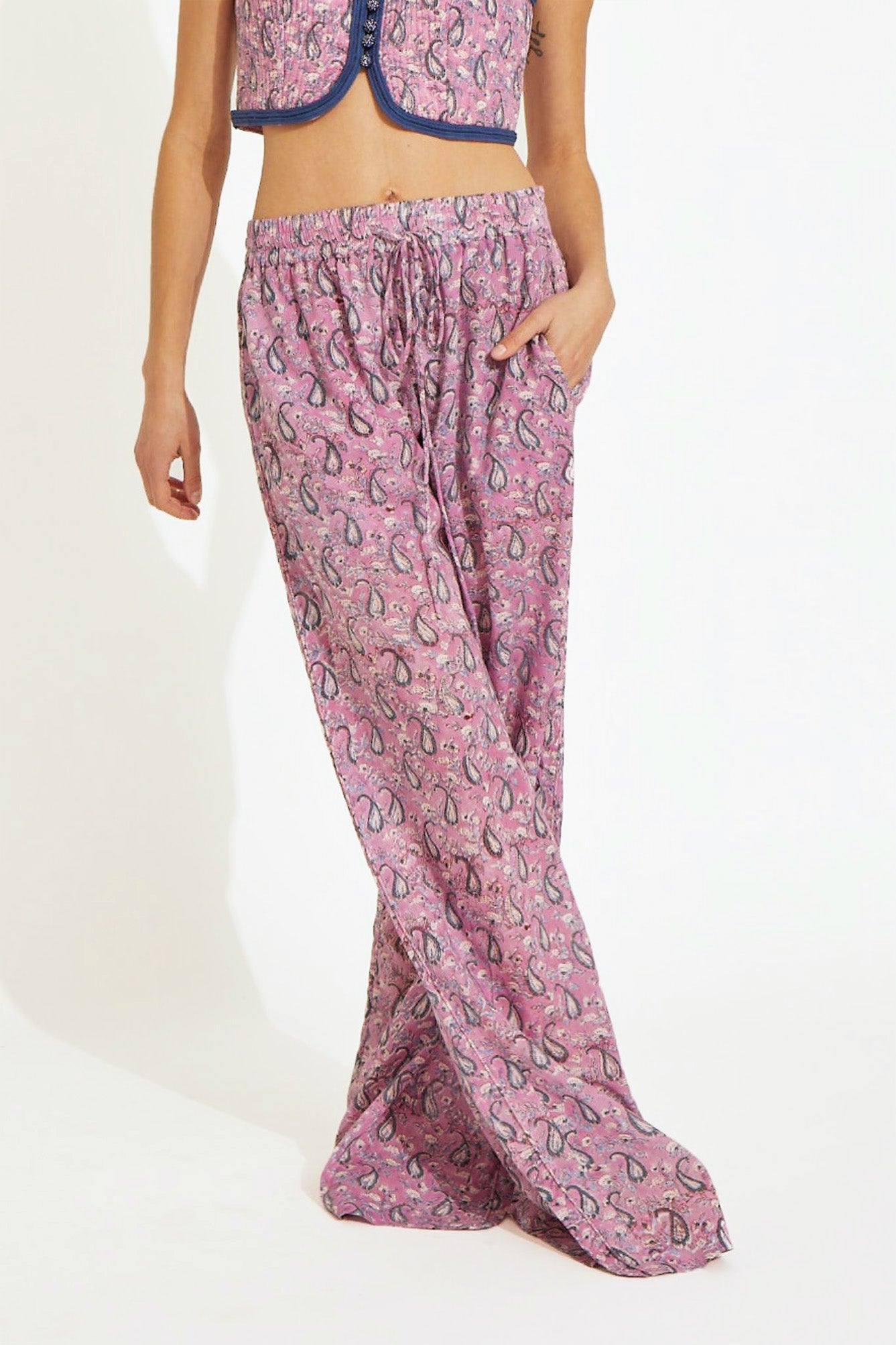 Pantalon Runner coupe droite fluide - Pink