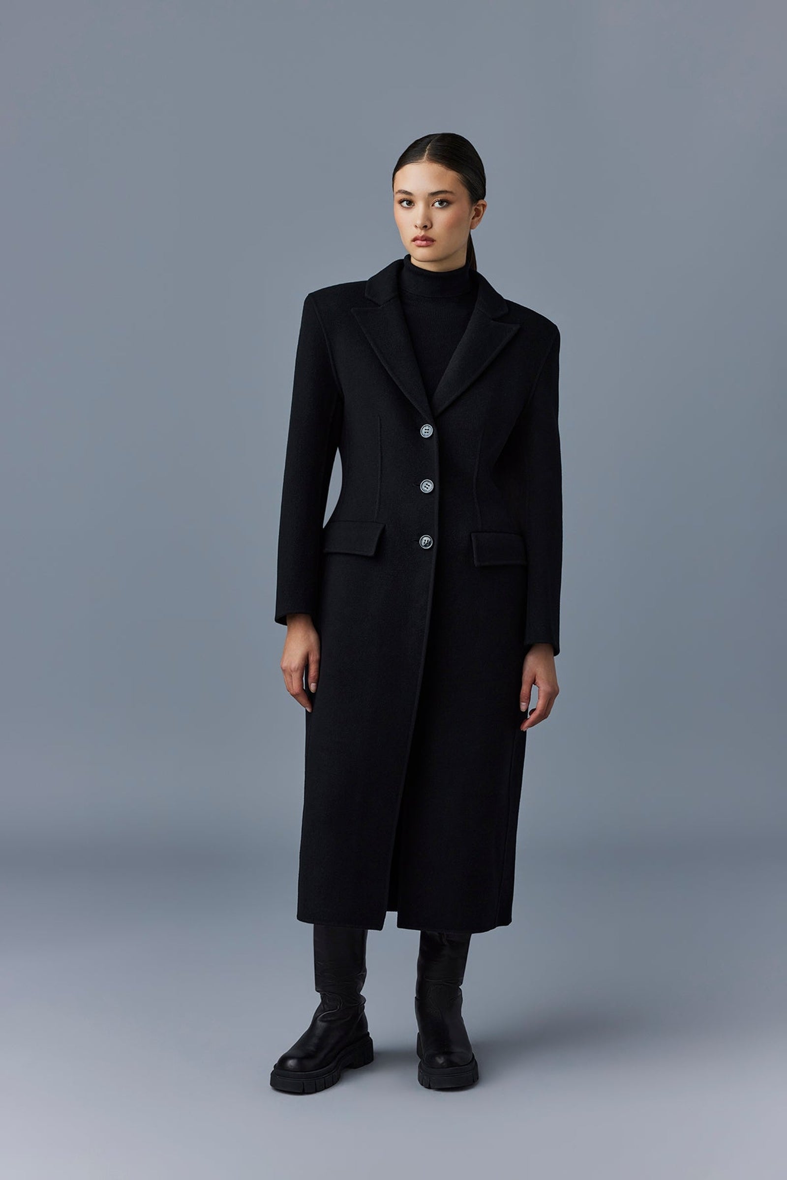 Manteau long Ruth en laine - Black