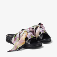 Sandales plates Ruzah en cuir - Black & Multi