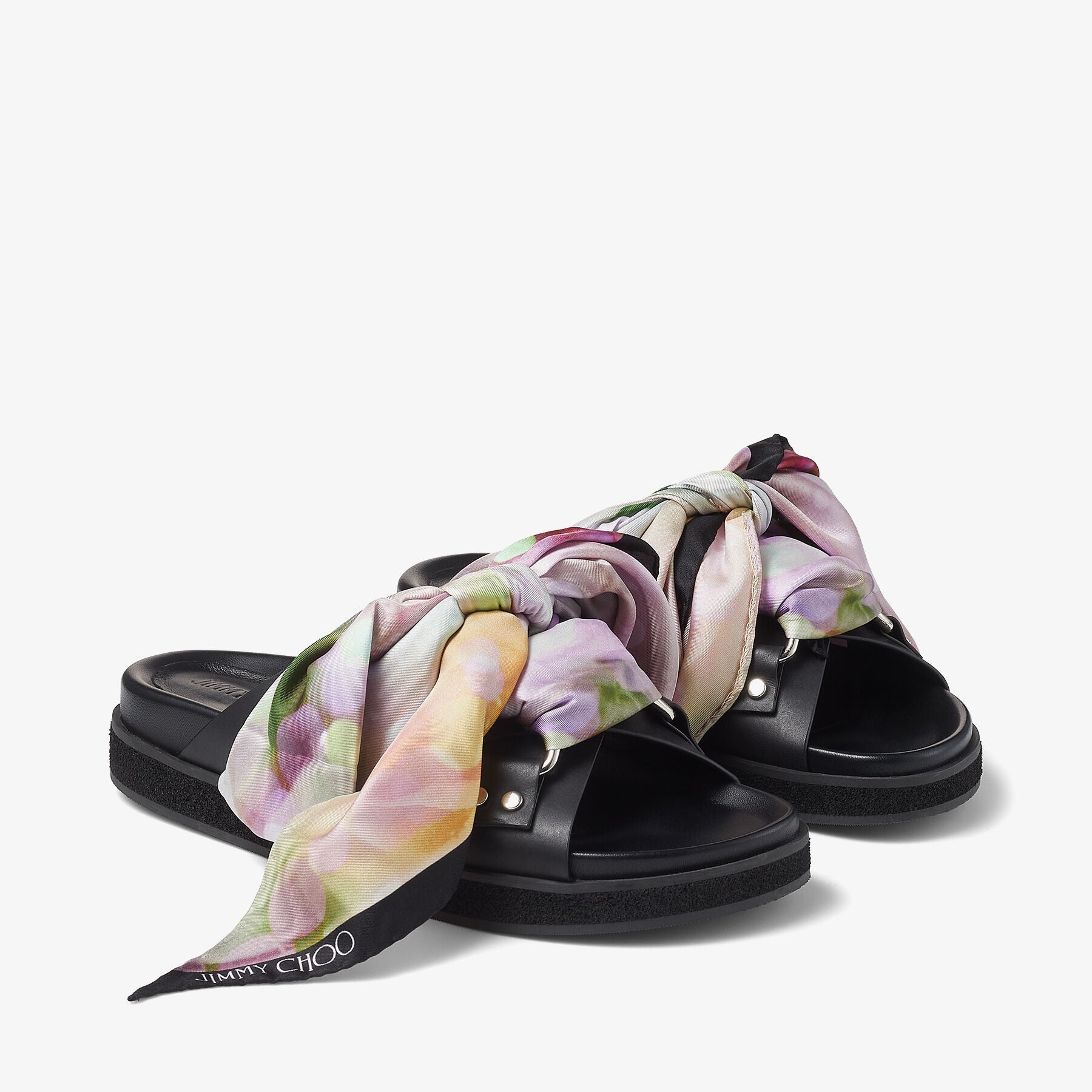 Sandales plates Ruzah en cuir - Black & Multi