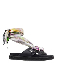 Sandales plates Ruzah en cuir - Black & Multi