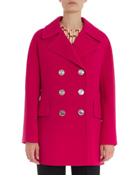 Manteau boutonné en laine - Fuchsia