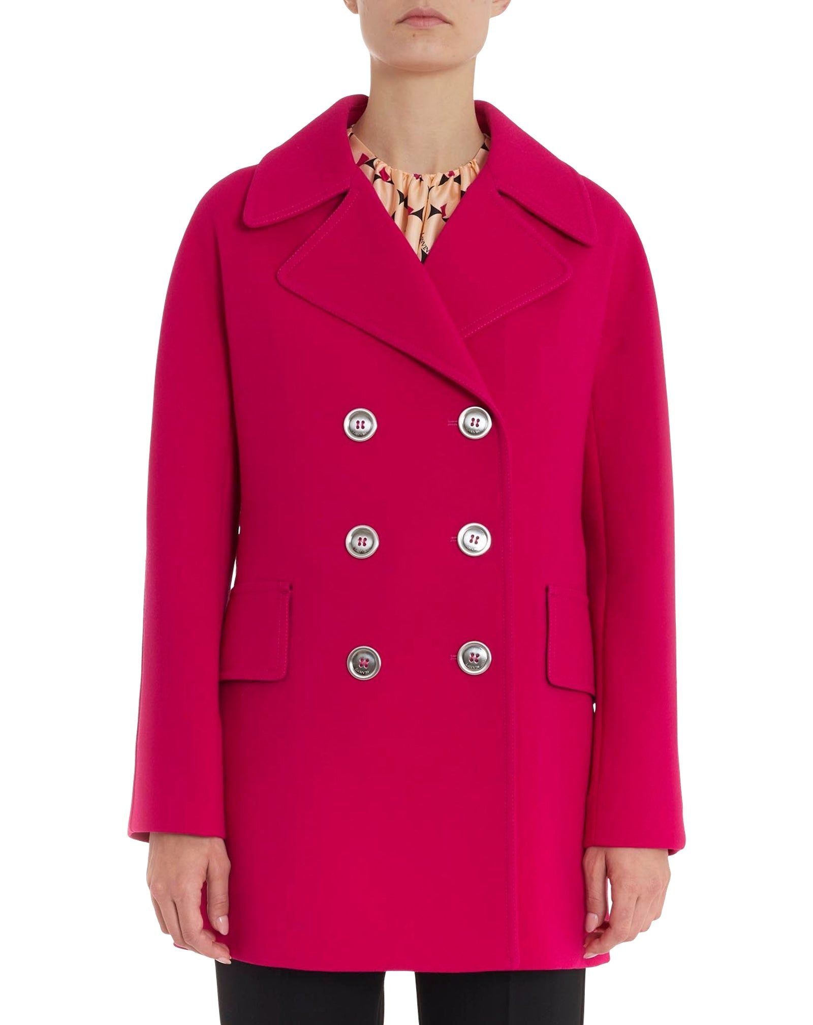Manteau boutonné en laine - Fuchsia